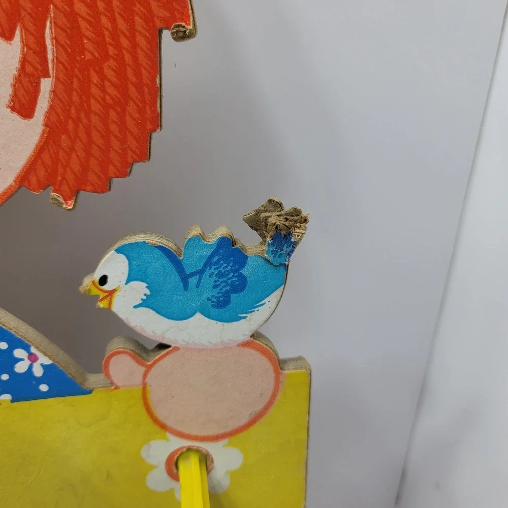 Vintage 1972 Raggedy Ann and Andy Wood Wall Coat Rack 5 Pegs Bobbs-Merrill Co